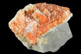 Red-Orange Stilbite Crystal Cluster on Calcite - Peru #173299-1
